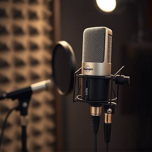 Microphone Neumann U87 Ai professionnel pour l'enregistrement vocal en studio.